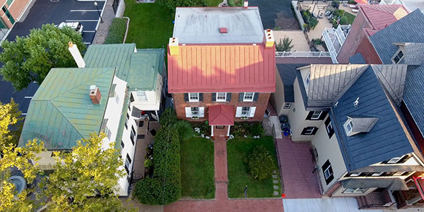 Overhead photo of residential homes